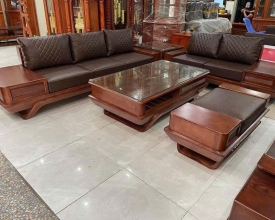 BỘ SOFA GỖ HIỆN ĐẠI – DA CAO CẤP SIÊU ĐẸP