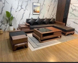BỘ SOFA GỖ HIỆN ĐẠI – DA CAO CẤP, THIẾT KẾ TINH TẾ