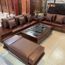 BỘ SOFA GỖ HIỆN ĐẠI – DA CAO CẤP