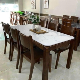 Bộ bàn ghế ăn mặt đá, 6 ghế