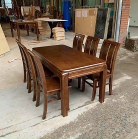 Bộ Bàn Ăn 6 Ghế gỗ nâu đậm sang trọng